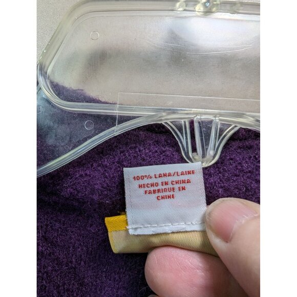 Ruby Rd. Wool Coat Women M Jacket Coat Purple Black Button Accent Pleat Back - Picture 10 of 11